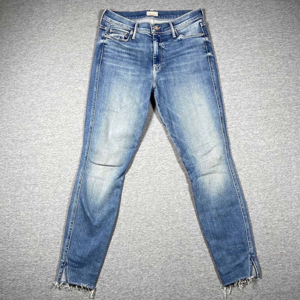 Mother Jeans Womens 27 Blue High Waisted Vamp Fray Skinny Distressed Ankle